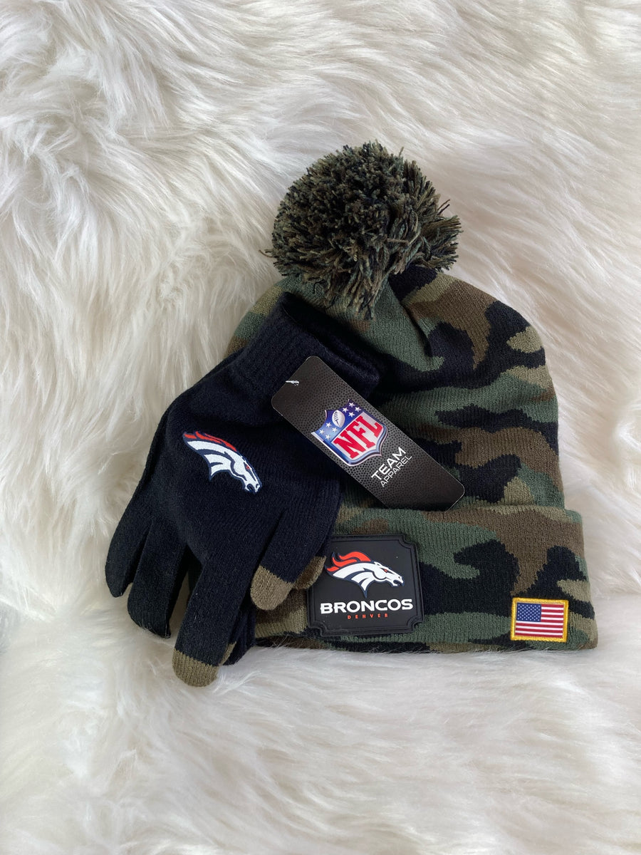 NFL Salute To Service Green Beanie Hat and Gloves (You Choose Team) / New