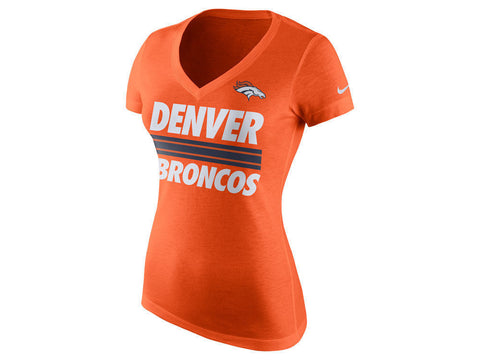 Women's Denver Broncos Nike Team Stripe V-Neck Shirt Size L - Teammvpsports