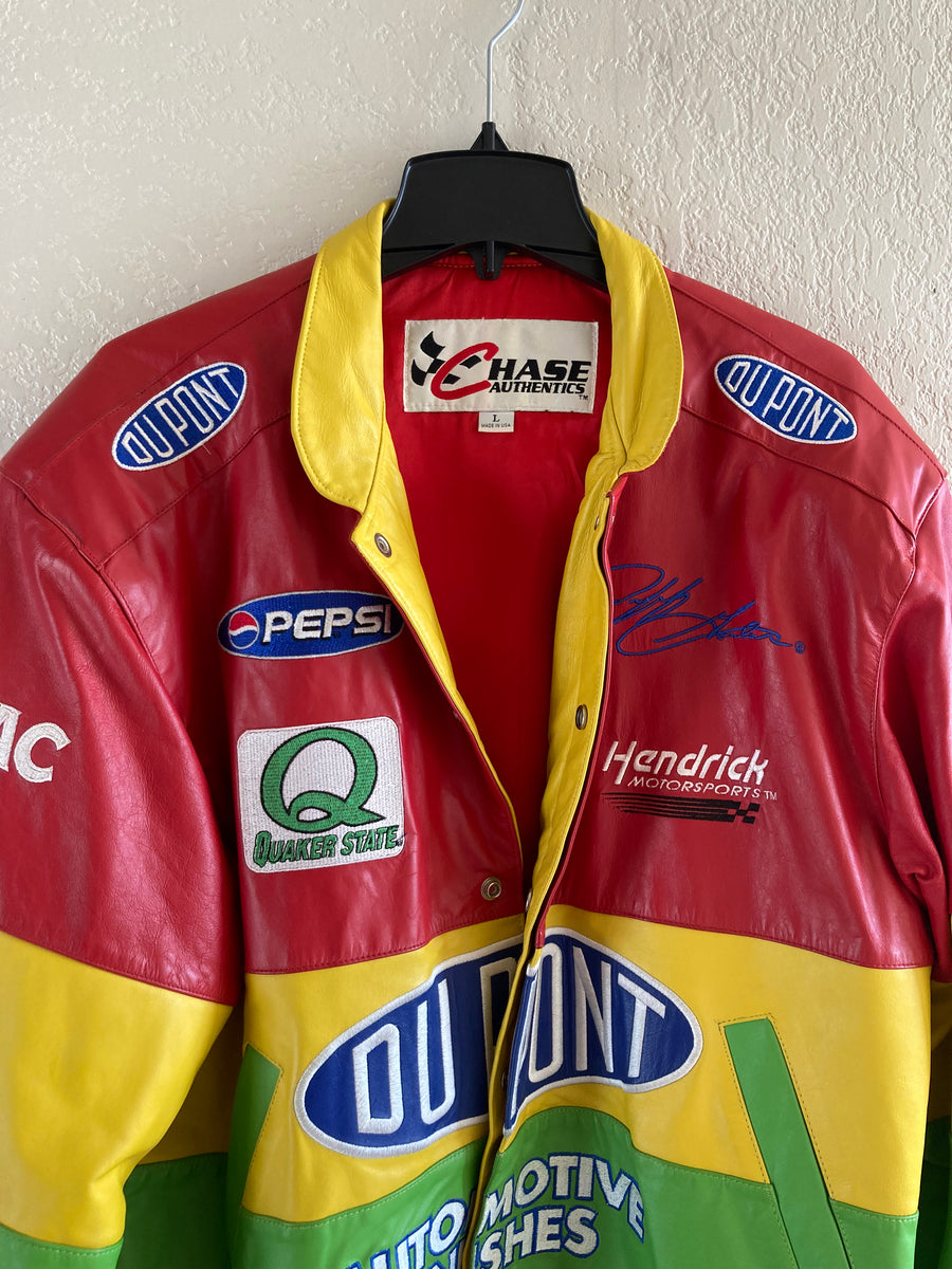 Jeff Gordon DuPont NASCAR Rainbow Leather Jacket - Maker of Jacket