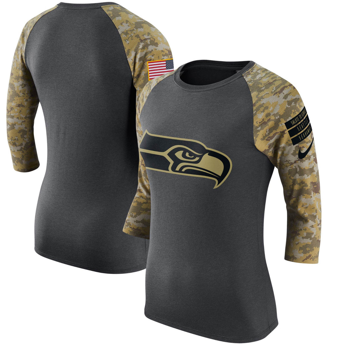 WOMENS NIKE SEATTLE SEAHAWKS SALUTE TO SERVICE NFL 3/4 SLEEVE SHIRT CA –  Team MVP Sports