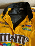 Chase Authentics NASCAR M&M's Kyle Busch Jacket Yellow Button Up Inner Satin Lining.