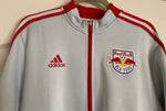 New York Red Bulls MLS Adidas Full Zip Up Anthem Jacket Gray Red