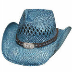 Woman's Summer Toyo Straw Hat - Bullhide - Wild and Blue - Sizes S, M, L, XL - Teammvpsports