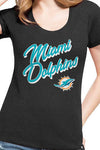 Miami Dolphins '47 NFL Women's Club Script Black T-Shirt Size L - Teammvpsports