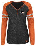 Majestic Philadelphia Flyers Women's V-Neck PURE FURY  Shirt  Size L - Teammvpsports