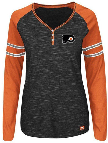 Majestic Philadelphia Flyers Women's V-Neck PURE FURY  Shirt  Size L - Teammvpsports