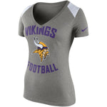 Women's Nike Gray Minnesota Viking Stadium Football V-Neck Performance T-Shirt L - Teammvpsports