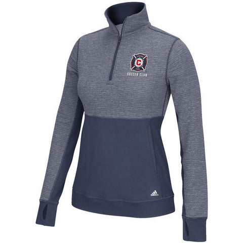 Women's adidas MLS Chicago Fire Gray/Navy Quarter-Zip Two-Tone Jacket ...