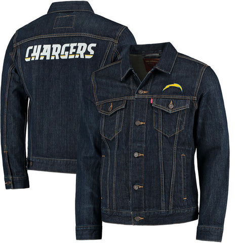 Levi Strauss Los Angeles Chargers Blue Denim Trucker Jacket Size XL - Teammvpsports