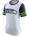 Nike Women's Modern Fan Gear Up NFL Seahawks Top White Navy Lime T-Shirt Size S - Teammvpsports