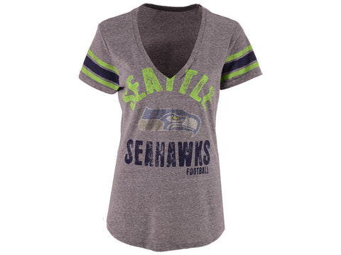 G3 Seattle Seahawks Women's V-Neck Any Sunday Tri Blend T-Shirt Rhinestones L - Teammvpsports
