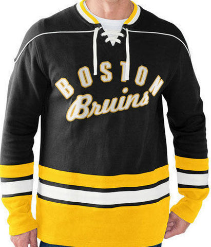 GIII Boston Bruins NHL Defenseman Lace-Up Crew Neck Sweatshirt Size L - Teammvpsports