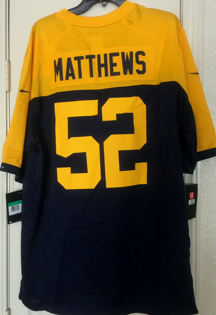 Nike Throwback Clay Matthews #52 Green Bay Packers Game Jersey S
