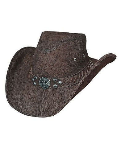 Bullhide Down Under Collection American Buffalo Top Grain Leather Hat Brown - Teammvpsports