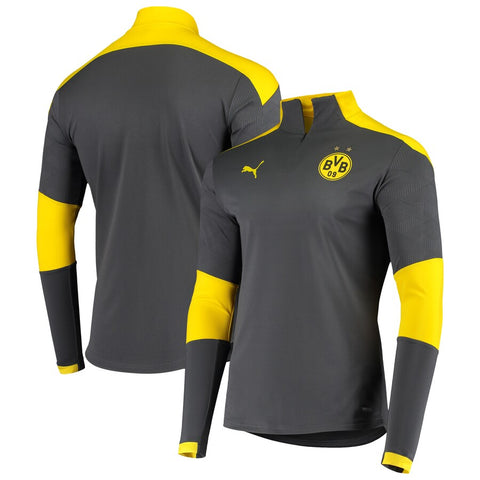 Puma Borussia Dortmund BVB Mens Gray 1/4 Zip Training Long Sleeve Top
