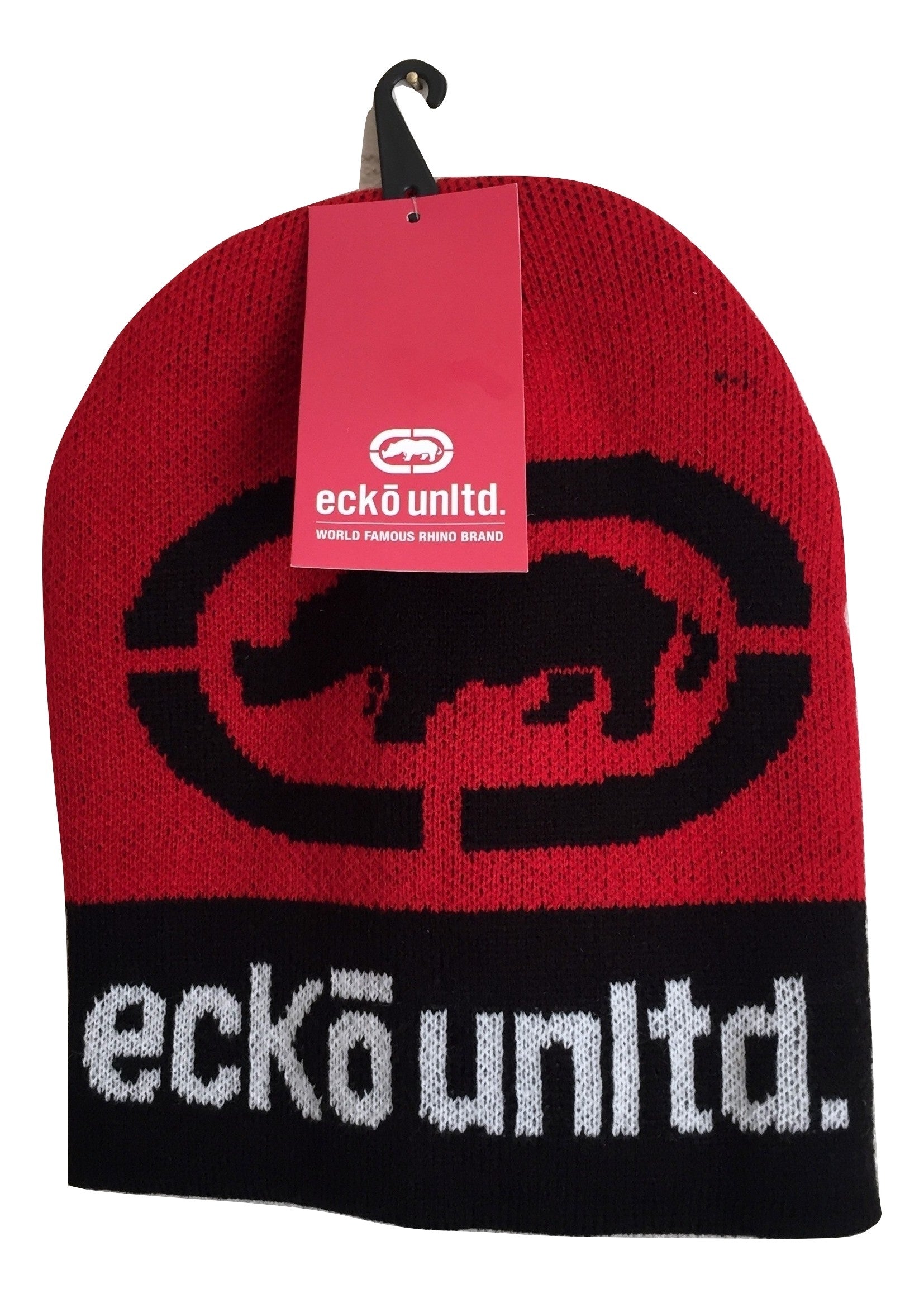 帽子 \"ECKO UNLTD\" embroidery beanie Ecko Unltd Beanie Toque Youth Ivory Red Embroidered Acrylic