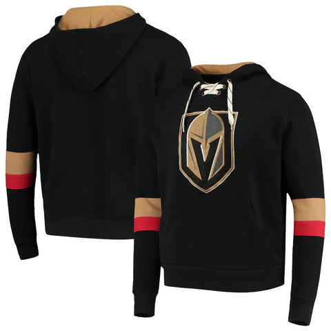 Wright and Ditson Vegas Golden Knights Lace Up Kinship Pullover Hoodie - Black Gold Red