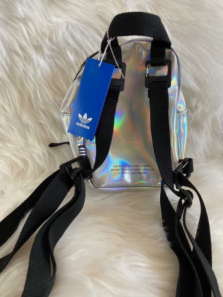 auxiliary backpack mini adidas Metallic Mini PU Backpack Silver Metallic/Iridescent – Team MVP Sports