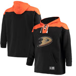 Anaheim Ducks Fanatics Branded Breakaway Lace Up Hoodie - Black/Orange