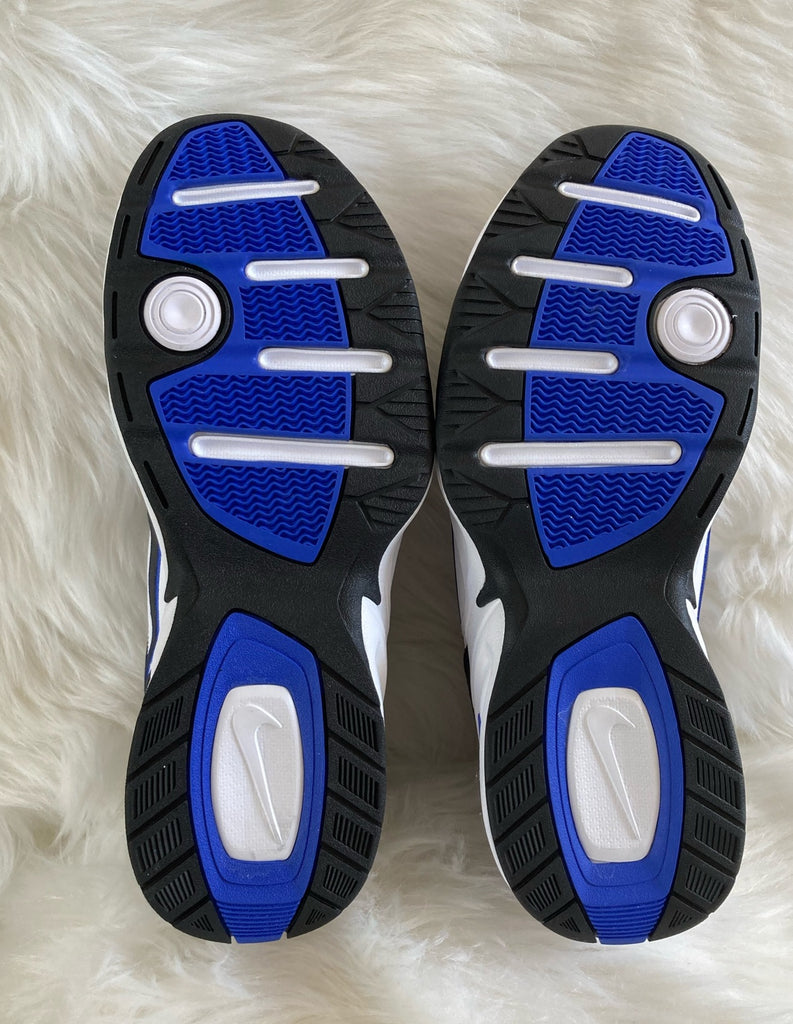 Nike Men's Air Monarch IV Cross Trainer, Black/Black-White-Racer Blue, â Team MVP Sports