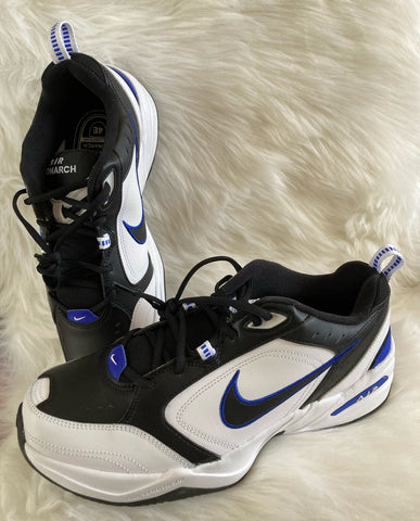 Nike Men's Air Monarch IV Cross Trainer, Black/Black-White-Racer Blue,  4E US