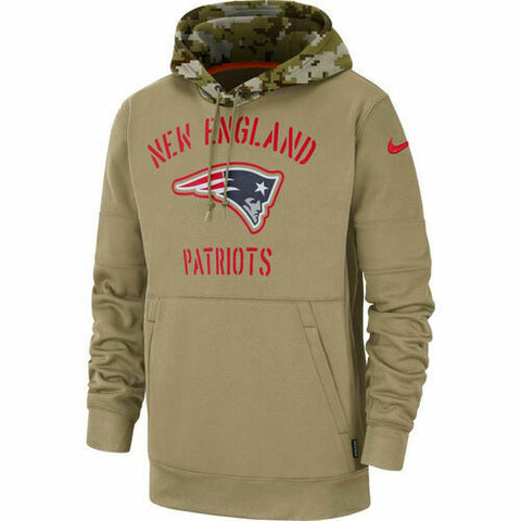 New England Patriots Nike Women's 2019 Salute to Service Therma Pullover Hoodie - Khaki Size S - Teammvpsports