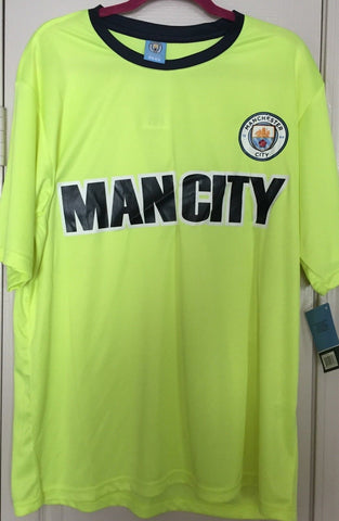 Manchester City Official Merchandise Neon Yellow Tee Shirt  Size L - Teammvpsports