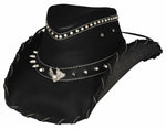 Bullhide Leather Hat With Concho, Spikes and Strap - IRON ROAD - Black - Teammvpsports