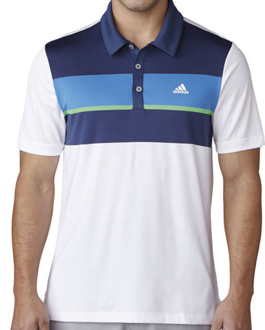 Adidas Golf ClimaCool Engineered Block White/Slate/Blue Polo Shirt Size 2XL - Teammvpsports
