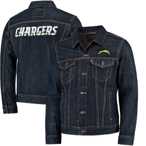 Levi Strauss Los Angeles Chargers Blue Denim Trucker Jacket Size L - Teammvpsports