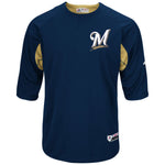 Majestic Milwaukee Brewers Navy/Gold Authentic Collection On-Field Jersey Sz 44 - Teammvpsports