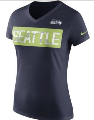 Seattle Seahawks Nike NFL Women's Tailgate V-Neck T-Shirt Size M, L, XL - Teammvpsports