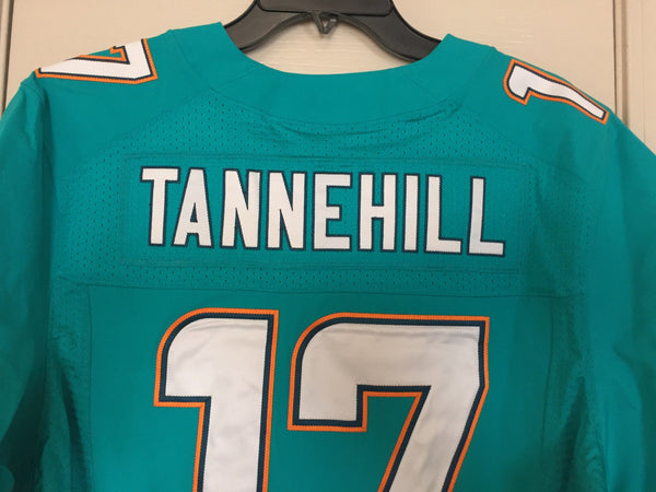 #17 RYAN TANNEHILL MIAMI DOLPHINS NIKE GAME USED TEAM ISSUED WHITE JERSEY  SZ-44