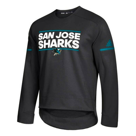 Adidas San Jose Sharks NHL Navy Blue Authentic Center Ice Player Crew Size L - Teammvpsports